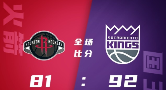 火箭81-92不敌国王 穆雷缺阵 伊森19+10 史密斯12+12