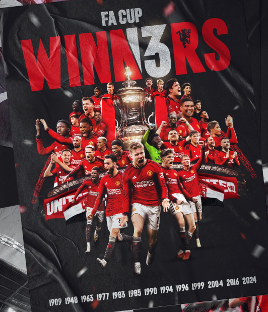 足总杯-曼联2-1击败曼城夺冠 加纳乔梅努建功多库破门