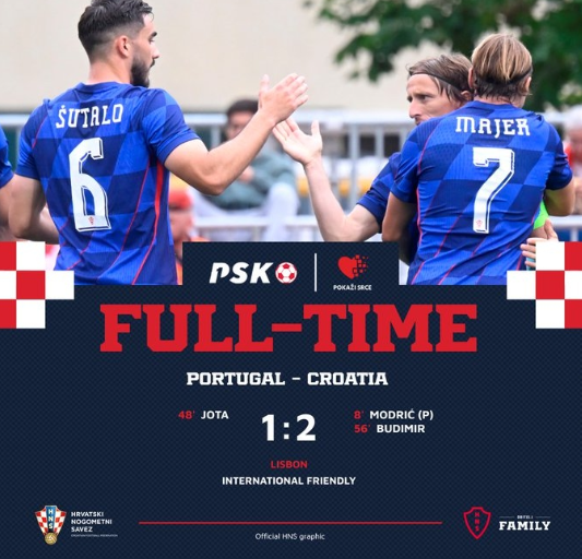 友谊赛-葡萄牙1-2负克罗地亚，魔笛点射，若塔破门