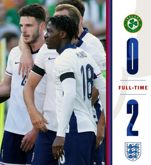 欧国联-爱尔兰0-2不敌英格兰，赖斯传射，格拉利什破门