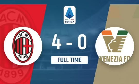 意甲-米兰4-0十人威尼斯取首胜 亚伯拉罕首球+造点特奥闪击 意甲-米兰4-0十人威尼斯取首胜 亚伯拉罕首球+造点特奥闪击