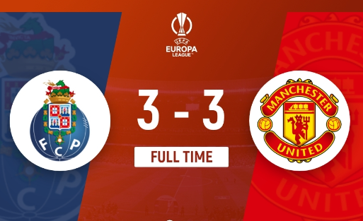 欧联-曼联3-3绝平波尔图各赛事4场不胜 B费连场被罚下马奎尔绝平 欧联-曼联3-3绝平波尔图各赛事4场不胜 B费连场被罚下马奎尔绝平